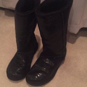 Black snakeskin tall Uggs